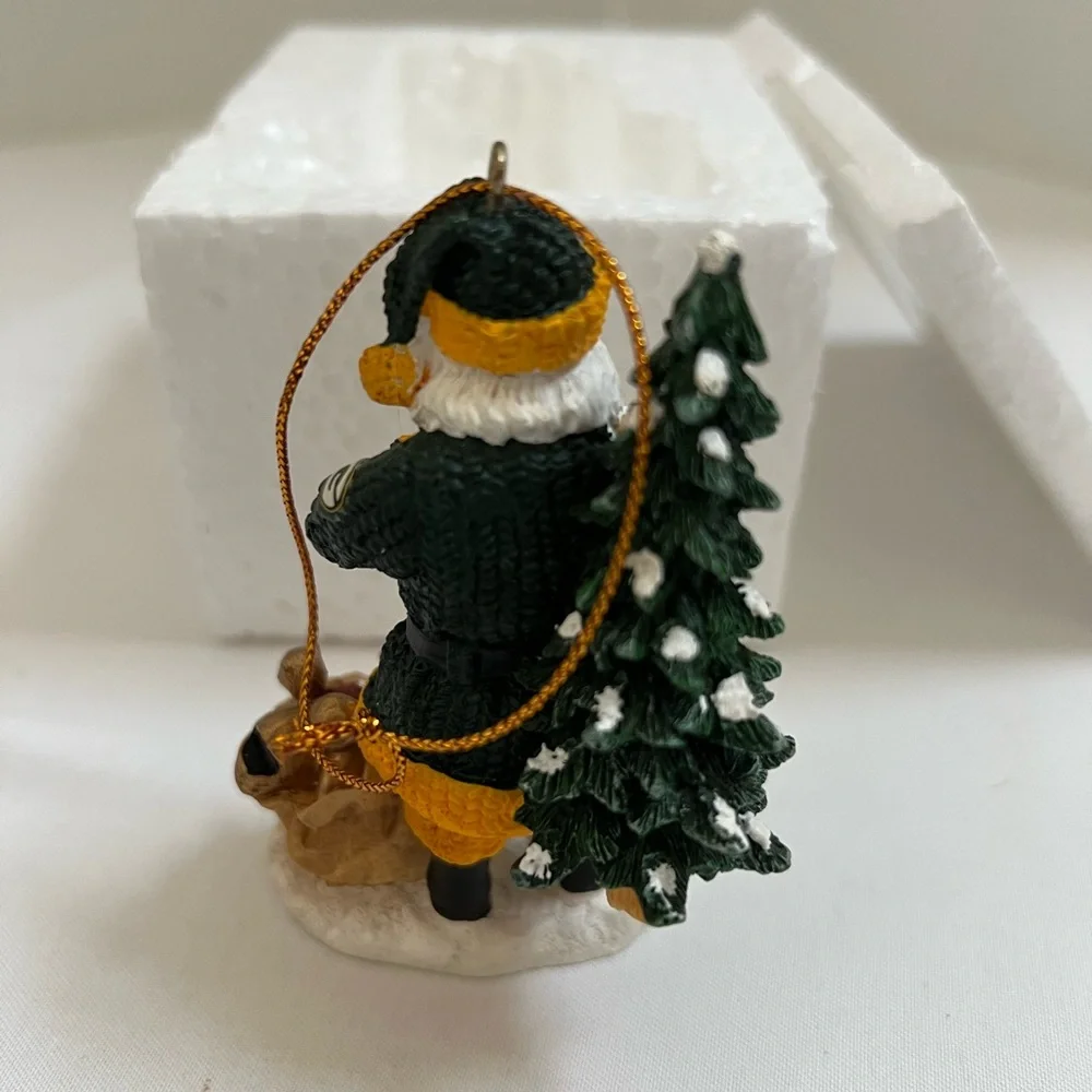 Green Bay Packers Santa Dog Christmas Ornament Limited Edition Box Hologram